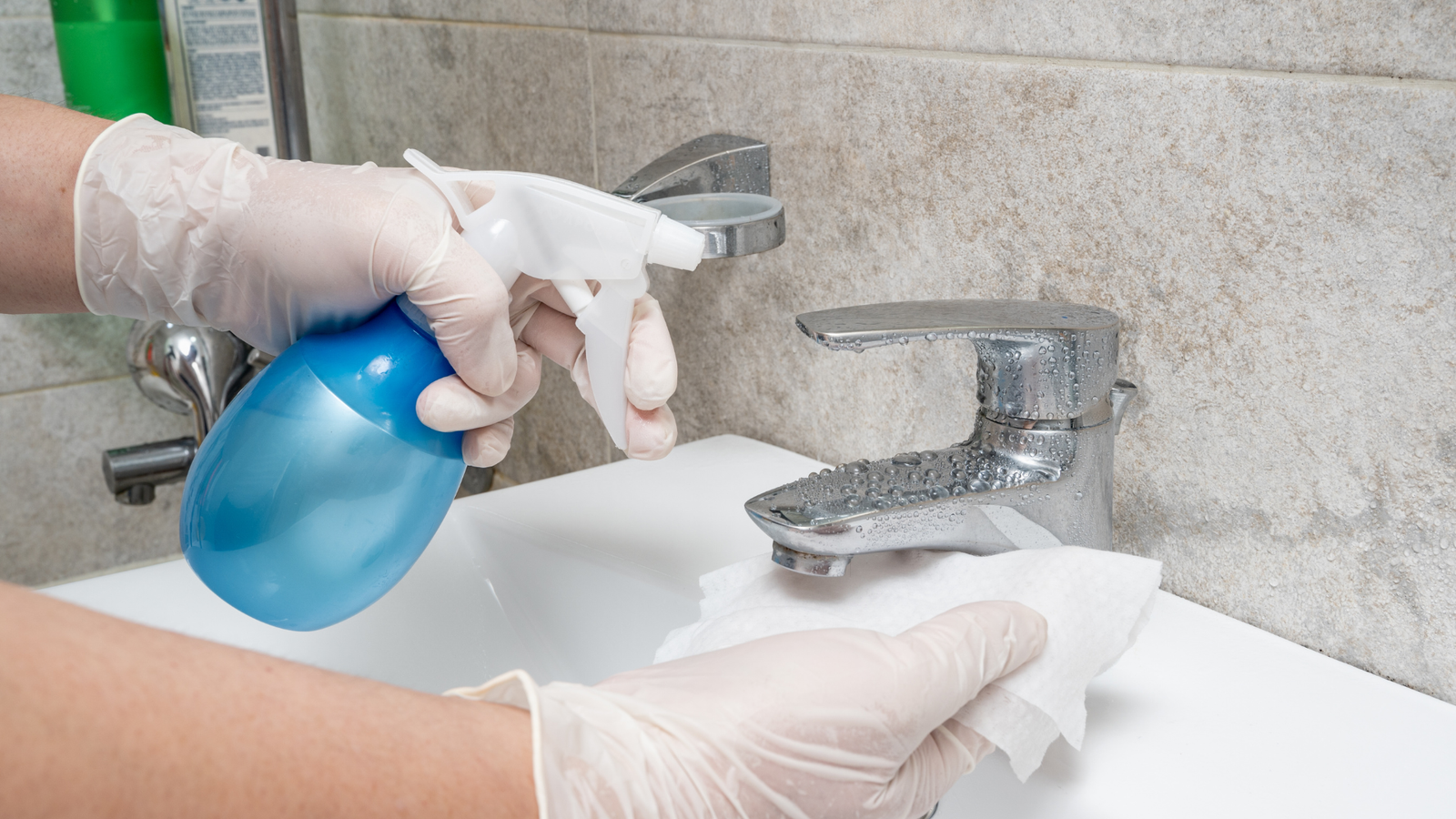 Bathroom sink and hard bathroom surfaces